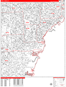Coral Gables  Wall Map Red Line Style